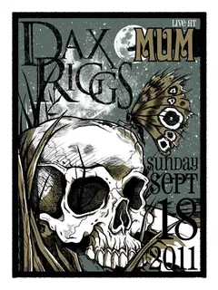 Dax Riggs Live at MUM poster: a skull and a raven, Sunday Sept 18 2011